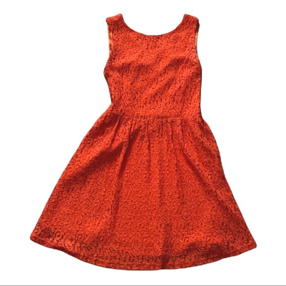 Orange Lace Sleeveless Shift Dress Small Clemson - Picture 1 of 9